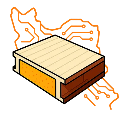 تصویر وکتور ساندویچ پانل سردخانه با نقشه ایران در پس‌زمینه